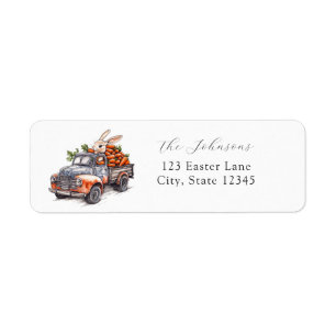 Easter bunny in rustic vintage truck