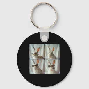 Easter Bunny In The Vintage Photo Machine Style Keychain
