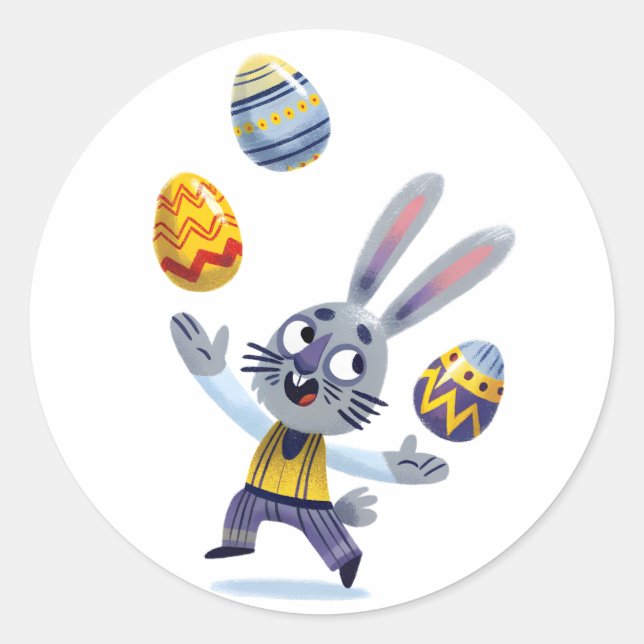Easter Bunny Juggler Sticker (Front)