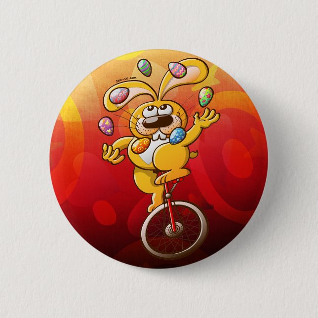 Easter Bunny Juggling Eggs 2 Inch Round Button (Front)