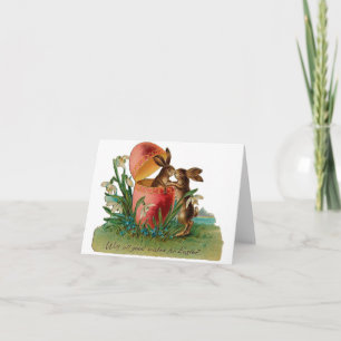 Easter Bunny Kiss Vintage Holiday Card