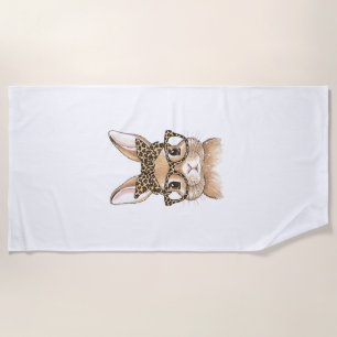 Easter Bunny Leopard Glasses Bandana Rabbit Women  Beach Towel