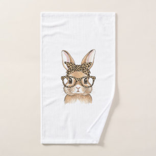 Easter Bunny Leopard Glasses Bandana Rabbit Women  Hand Towel