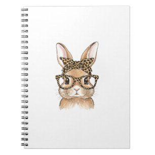 Easter Bunny Leopard Glasses Bandana Rabbit Women  Notebook