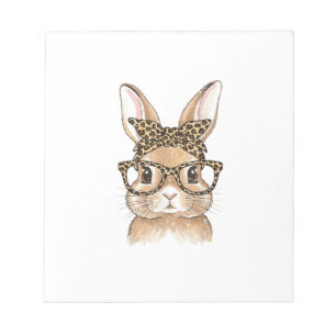Easter Bunny Leopard Glasses Bandana Rabbit Women  Notepad