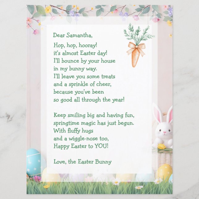 Easter Bunny Letter and Games for Children (Front)