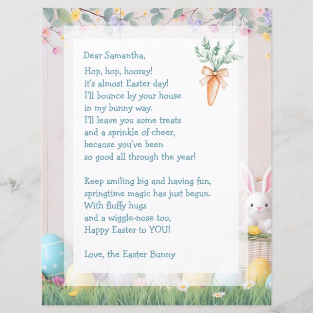 Easter Bunny Letter and Games for Children (Front)