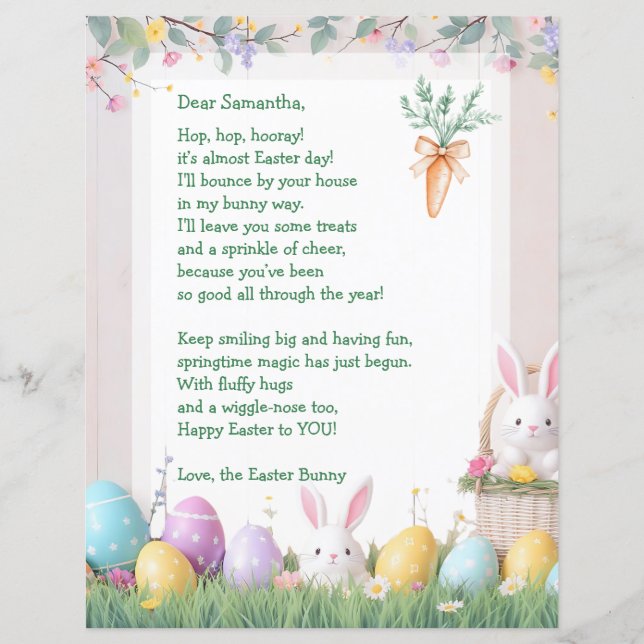 Easter Bunny Letter and Games for Children (Front)