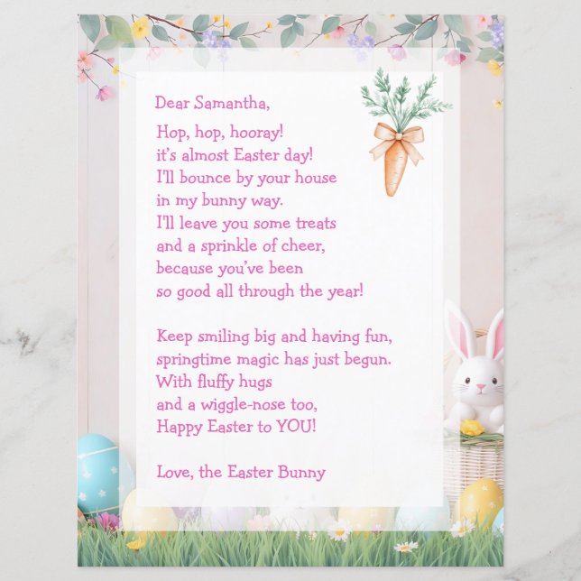Easter Bunny Letter and Games for Children (Front)