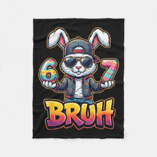 Easter Bunny Meme Bruh – Funny 6 7 Easter Eggs Des Fleece Blanket