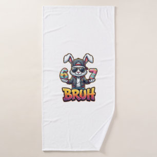Easter Bunny Meme Bruh  Funny 6 7 Easter Eggs Desi Bath Towel