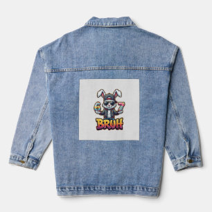 Easter Bunny Meme Bruh  Funny 6 7 Easter Eggs Desi Denim Jacket