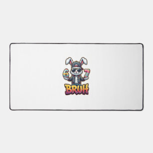Easter Bunny Meme Bruh  Funny 6 7 Easter Eggs Desi Desk Mat