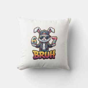 Easter Bunny Meme Bruh  Funny 6 7 Easter Eggs Desi Throw Pillow
