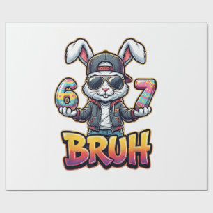 Easter Bunny Meme Bruh  Funny 6 7 Easter Eggs Desi Wrapping Paper