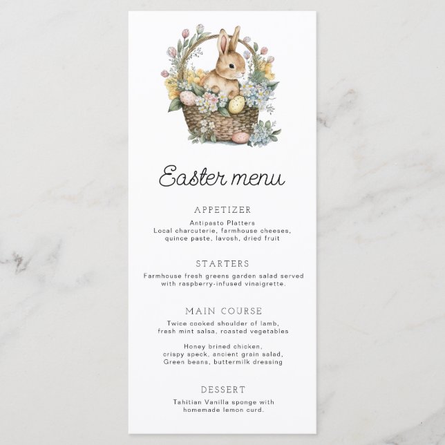 Easter Bunny Menu (Front)