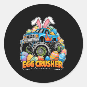 Easter Bunny Monster Truck Egg Crusher Funny Easte Classic Round Sticker