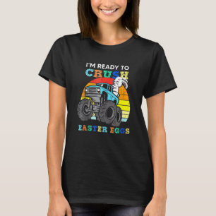 Easter Bunny Monster Truck Sunset Retro Boys Kids  T-Shirt