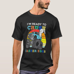 Easter Bunny Monster Truck Sunset Retro Boys Kids  T-Shirt