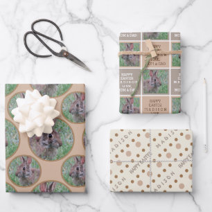 Easter Bunny Neutral Polka Dot Personalized Wrapping Paper Sheet