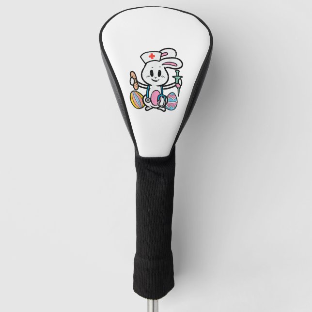 Easter Bunny Nurse Stethoscope Cute Rabbit Scrub Golf Head Cover (Front)