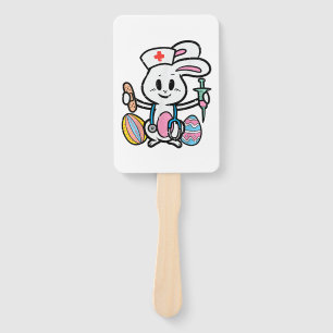 Easter Bunny Nurse Stethoscope Cute Rabbit Scrub Hand Fan