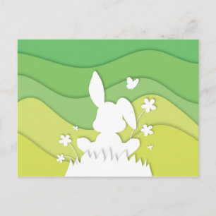 Easter bunny on meadow, happy spring nature postcard