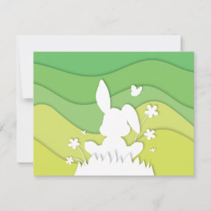 Easter bunny on meadow, spring holidays holiday card