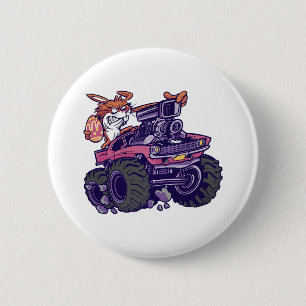 Easter Bunny On Monster Truck 2 Inch Round Button