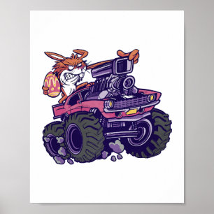 Easter Bunny On Monster Truck Poster
