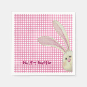 Easter Bunny on Pink Gingham Napkin