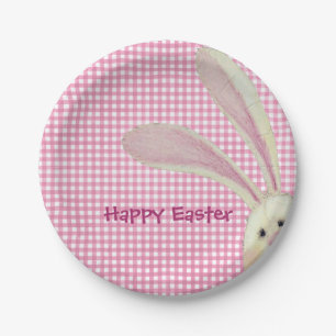 Easter Bunny on Pink Gingham Paper Plate