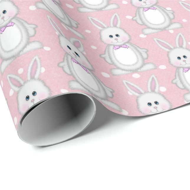 Easter Bunny On Polka Dots Wrapping Paper (Roll Corner)