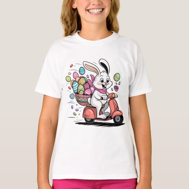 Easter Bunny on Scooter Tshirt (Front)