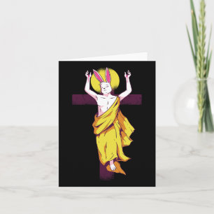 Easter Bunny On The Cross With Halo  Card