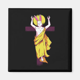 Easter Bunny On The Cross With Halo Magnet
