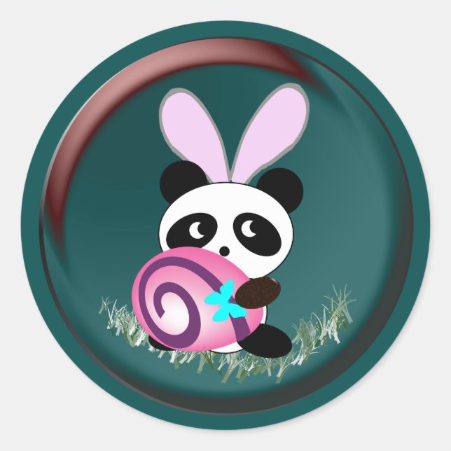 Easter bunny Panda Classic Round Sticker (Front)