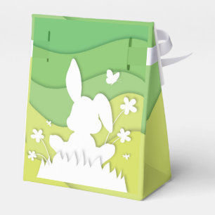 Easter bunny paper cut green nature spring favor box