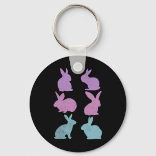 Easter Bunny Pastel Colour Bunnies Girl Women Vint Keychain