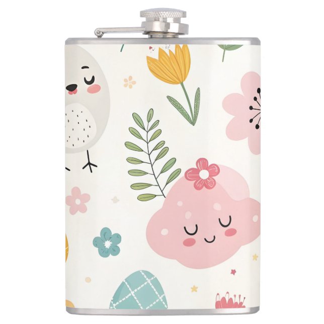 Easter Bunny Pattern Hip Flask (Front)