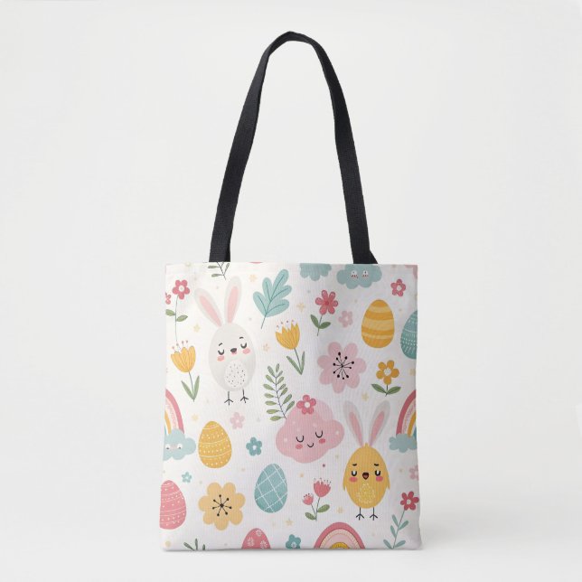Easter Bunny Pattern Tote Bag (Front)