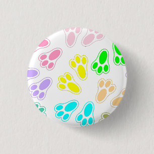 Easter Bunny Paw Print Pattern 1 Inch Round Button