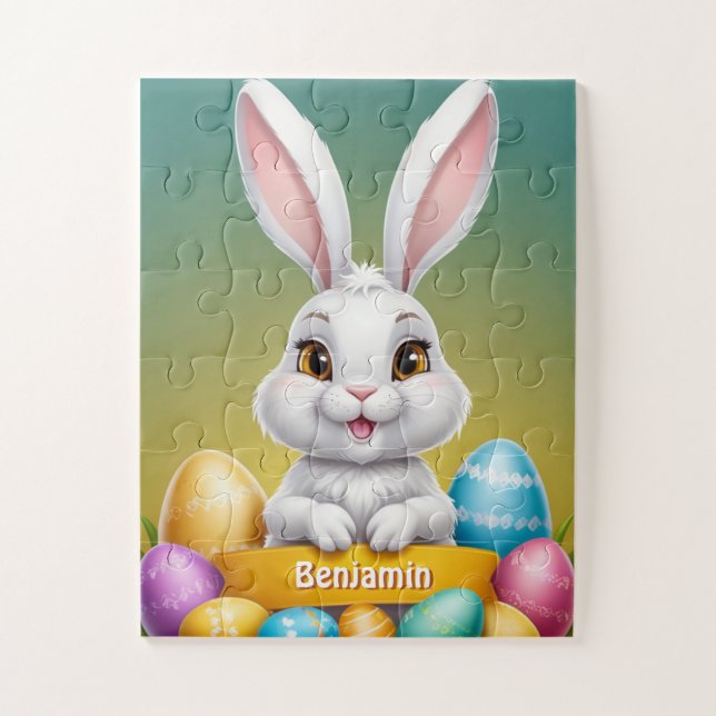 Easter Bunny Personalized Kids Jigsaw Puzzle (Vertical)