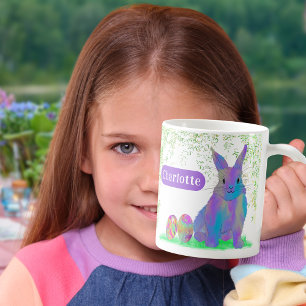 Easter Bunny Personalized Name Purple Coffee Mug