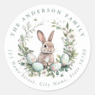 Easter Bunny Personalized Name Round Stickers
