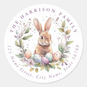 Easter Bunny Personalized Name Round Stickers