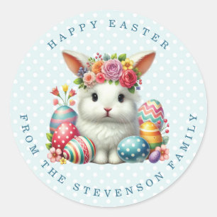Easter Bunny Personalized Name Round Stickers