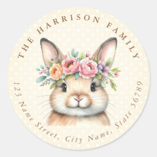 Easter Bunny Personalized Name Round Stickers