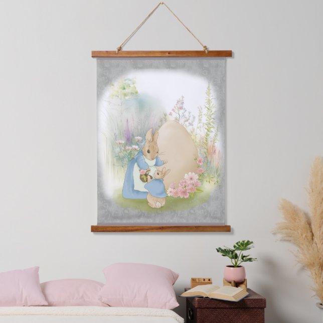  easter bunny peter with flowers hanging tapestry (Bedroom)
