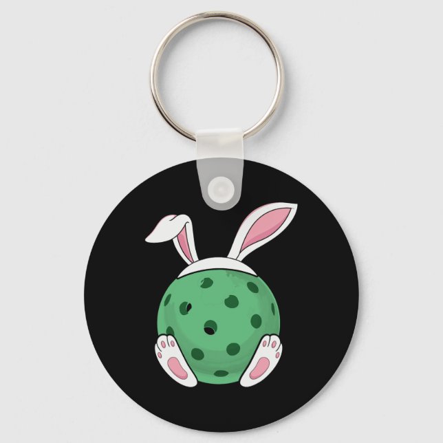 Easter Bunny Pickleball - Fun Easter Pickle Ball R Keychain (Front)